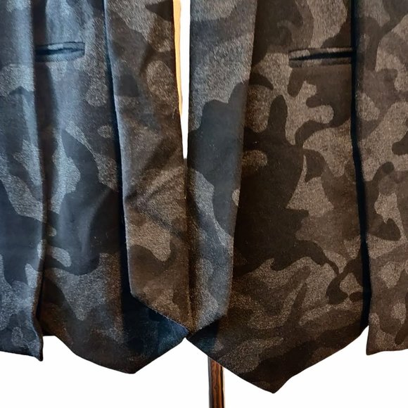 Gili Womens Black Gray Camouflage Open Front Shoulder Pads Cape Blazer Jacket 10 - Picture 5 of 10